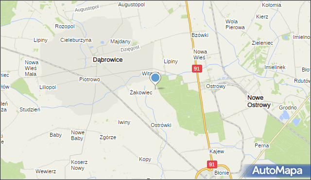 mapa Żakowiec Pod Lasem, Żakowiec Pod Lasem na mapie Targeo